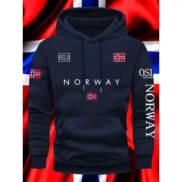 Norvég mintás kapucnis pulóver