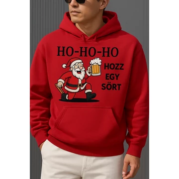 Kapucnis pulóver  ho-ho-ho hozz egy sört mintával