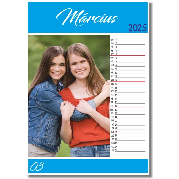  Fali naptár A4  álló képekhez javasoljuk / a fotókat kérjük e-mailben elküldeni. fürediprint@gmail.com /