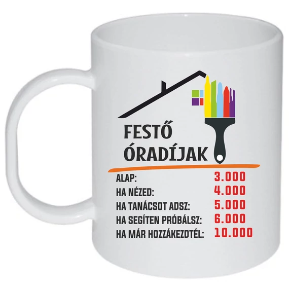Festő óradíjak bögre