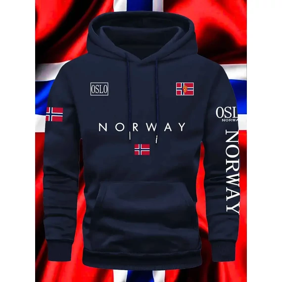 Norvég mintás kapucnis pulóver