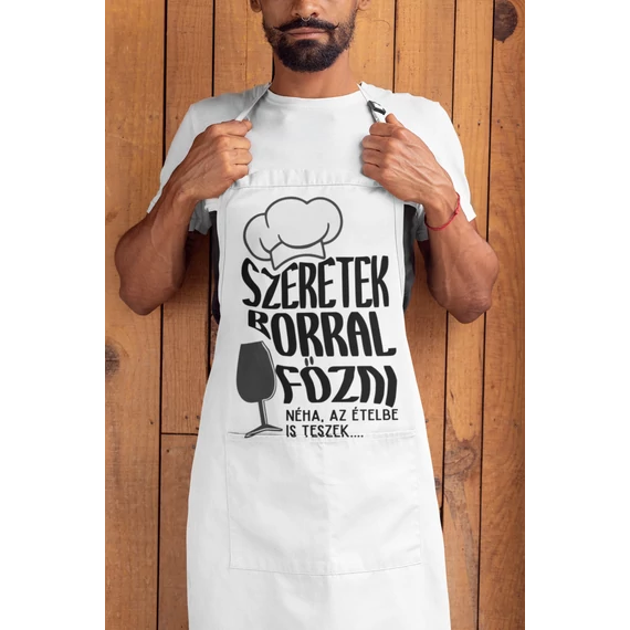 Szeretek borral főzni kötény