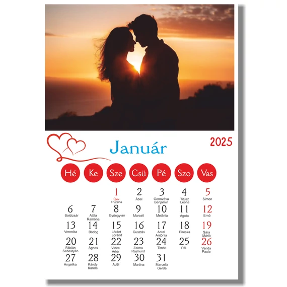  12 lapos fali naptár A4  álló képekhez javasoljuk / a fotókat kérjük e-mailben elküldeni. fürediprint@gmail.com /